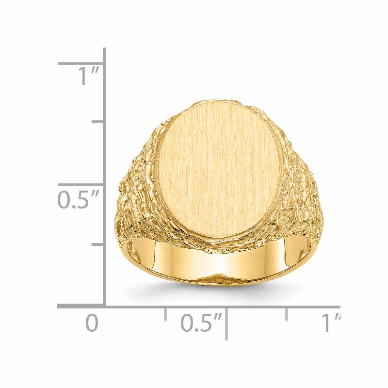 14k 14.0x17.0mm Open Back Mens Signet Ring