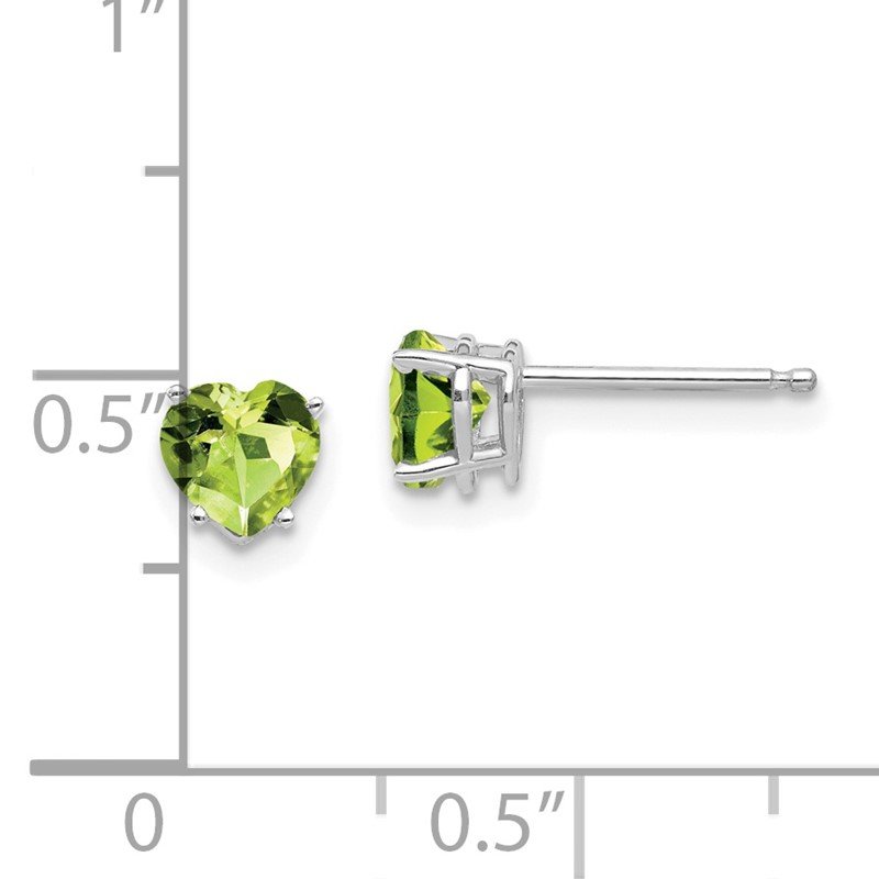 14k White Gold 5mm Heart Peridot Post Earrings