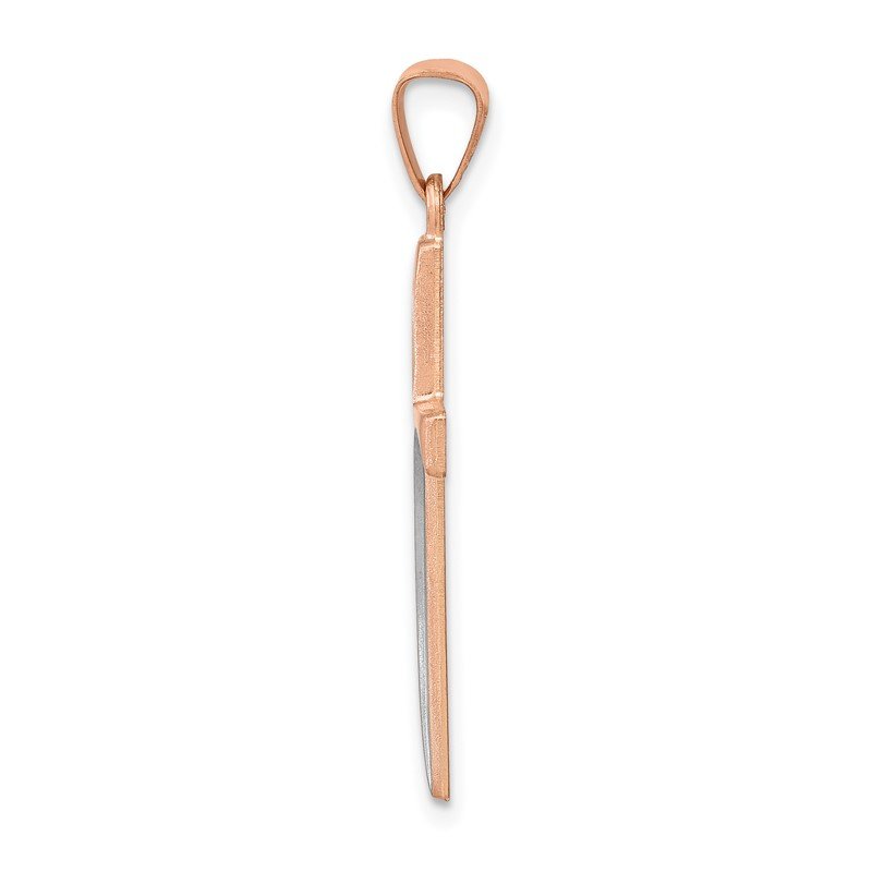 14k Rose Gold and White Rhodium Hollow Cross Pendant