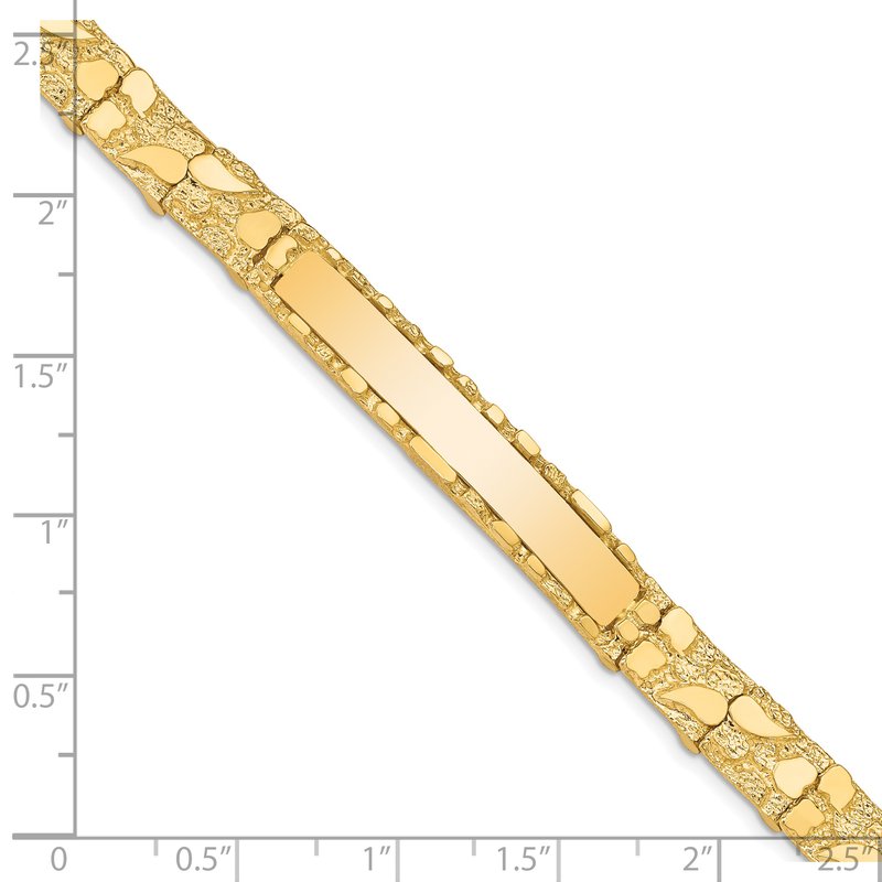 14k Polished Solid 7mm Nugget 37x7mm Plate 7 inch ID Bracelet