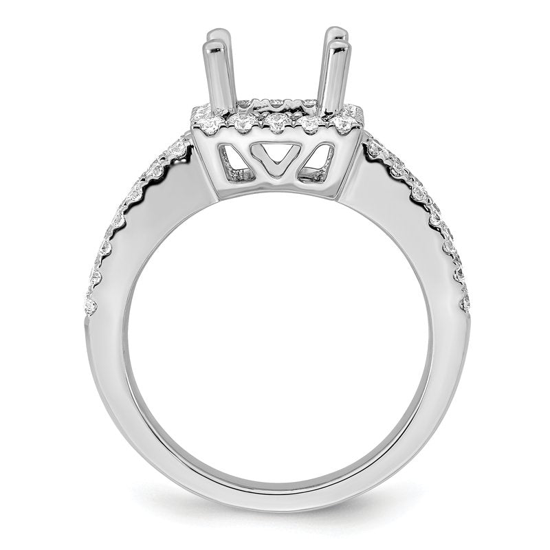 14K White Gold 3/4 carat Lab Grown Diamond VS/SI  D E F  Semi Mount Princess Halo Engagement Ring