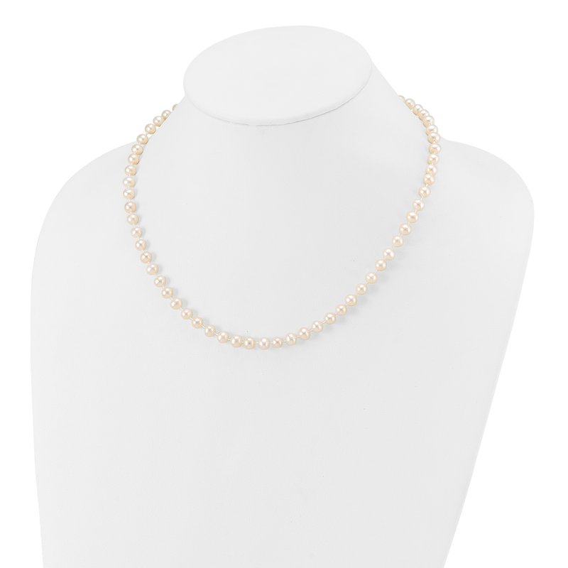 14k 5-6mm White Semi-Round Freshwater Cultured Pearl 12 inch Necklace