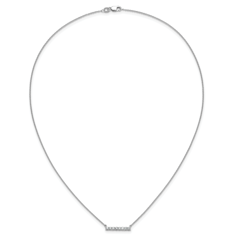 14k White Gold 1/10 carat Diamond Bar 18 inch Necklace
