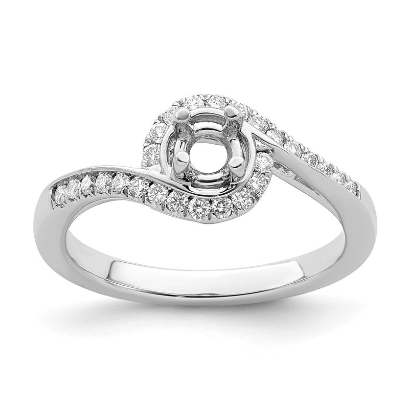 14K White Gold 1/4 carat Lab Grown Diamond VS/SI  D E F  Semi Mount Round By-Pass Engagement Ring