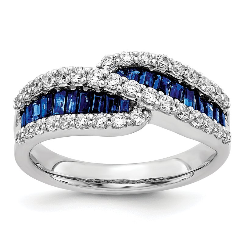 14k White Gold Emerald Diamond Ring