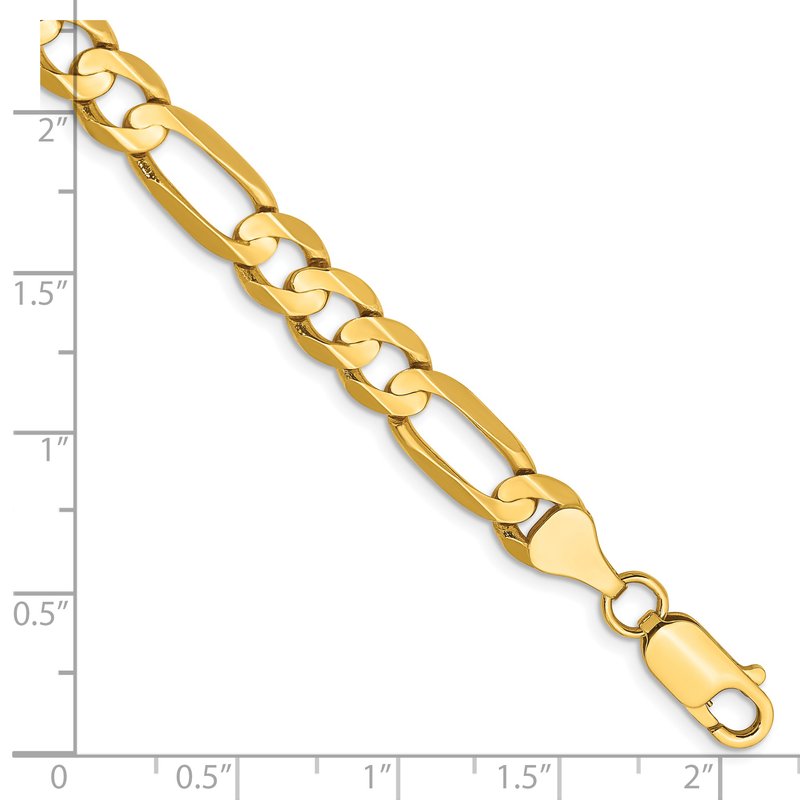 14K 26 inch 6.75mm Concave Open Figaro with Lobster Clasp Chain