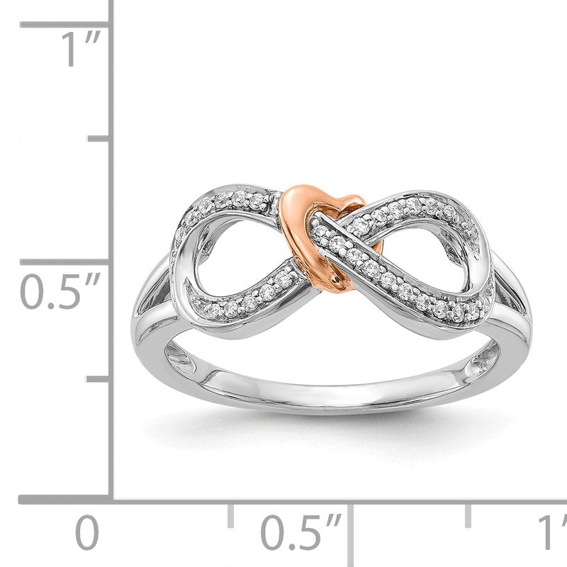 14k Two-tone Diamond Infinity w/Heart Ring