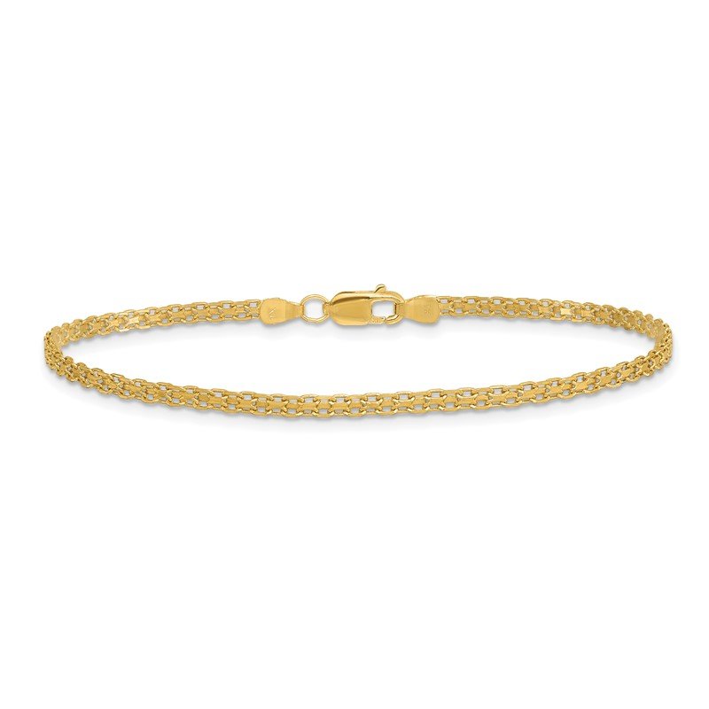14K 10 inch 1.8mm Lightweight Flat Bismark with Lobster Clasp Anklet