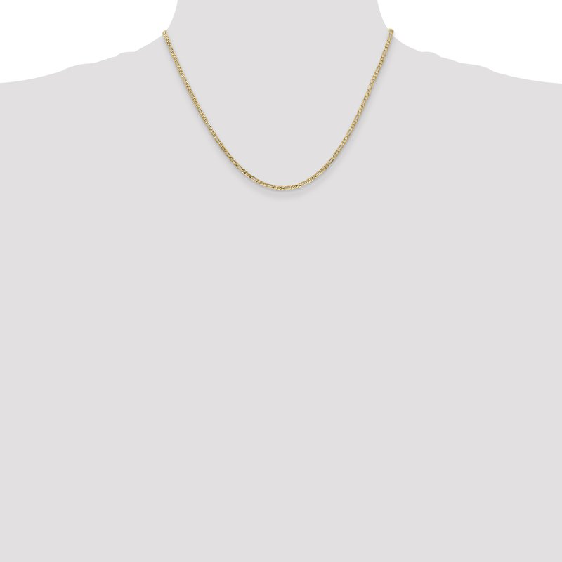 14K 26 inch 2.25mm Flat Figaro with Lobster Clasp Chain
