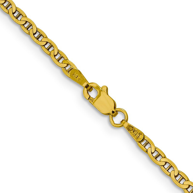 14K 10 inch 2.4mm Concave Anchor with Lobster Clasp Chain