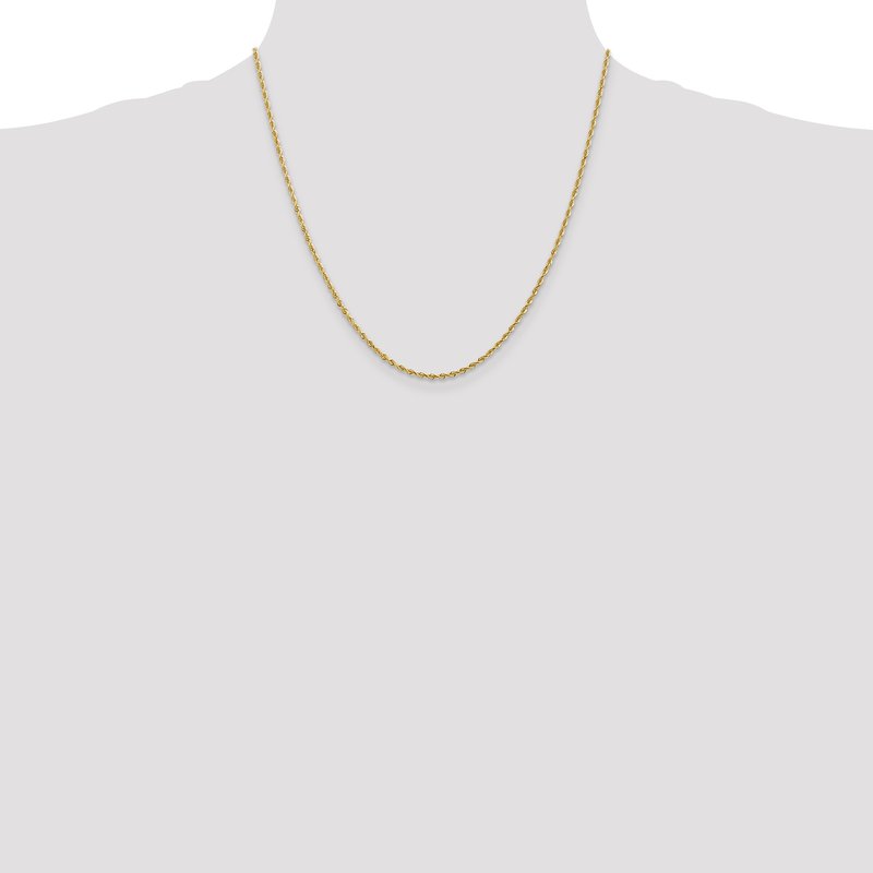 14K 10 Inch 2mm Diamond-cut Quadruple Rope Lobster Clasp Anklet