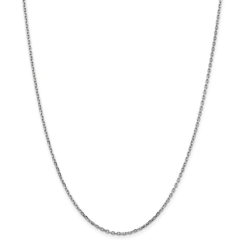 14K White Gold 26 inch 1.8mm Diamond-cut Round Open Link Cable with Lobster Clasp Chain
