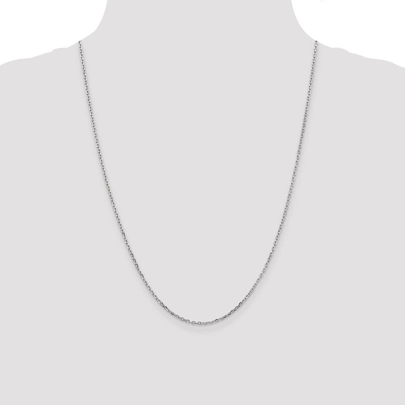 14K White Gold 26 inch 1.8mm Diamond-cut Round Open Link Cable with Lobster Clasp Chain