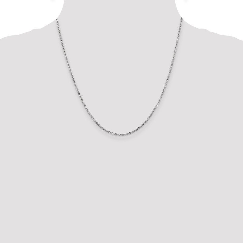 14K White Gold 26 inch 1.8mm Diamond-cut Round Open Link Cable with Lobster Clasp Chain