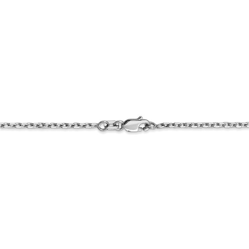 14K White Gold 26 inch 1.8mm Diamond-cut Round Open Link Cable with Lobster Clasp Chain