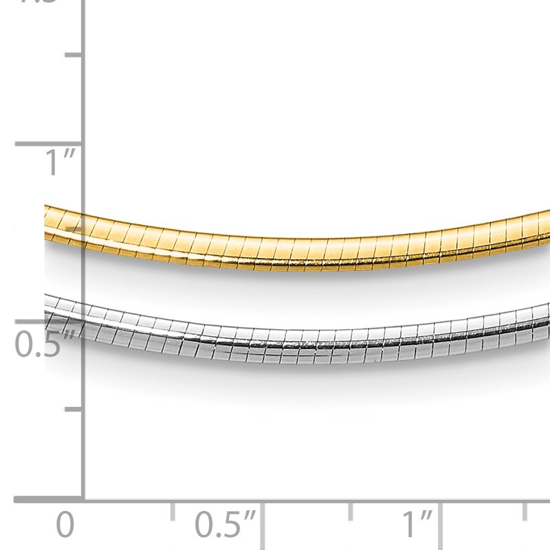 14K Two-Tone 2mm Reversible w/Adj. Chain Omega Necklace