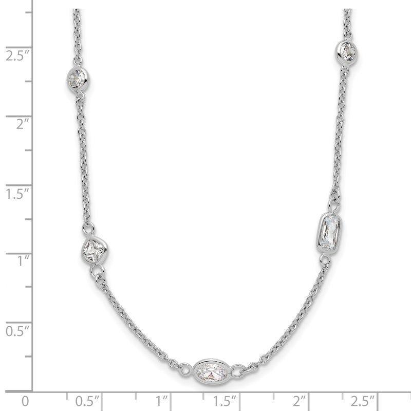 Sterling Silver Rhodium-plated Brilliant-cut CZ 26 Station 36.5 Inch Necklace