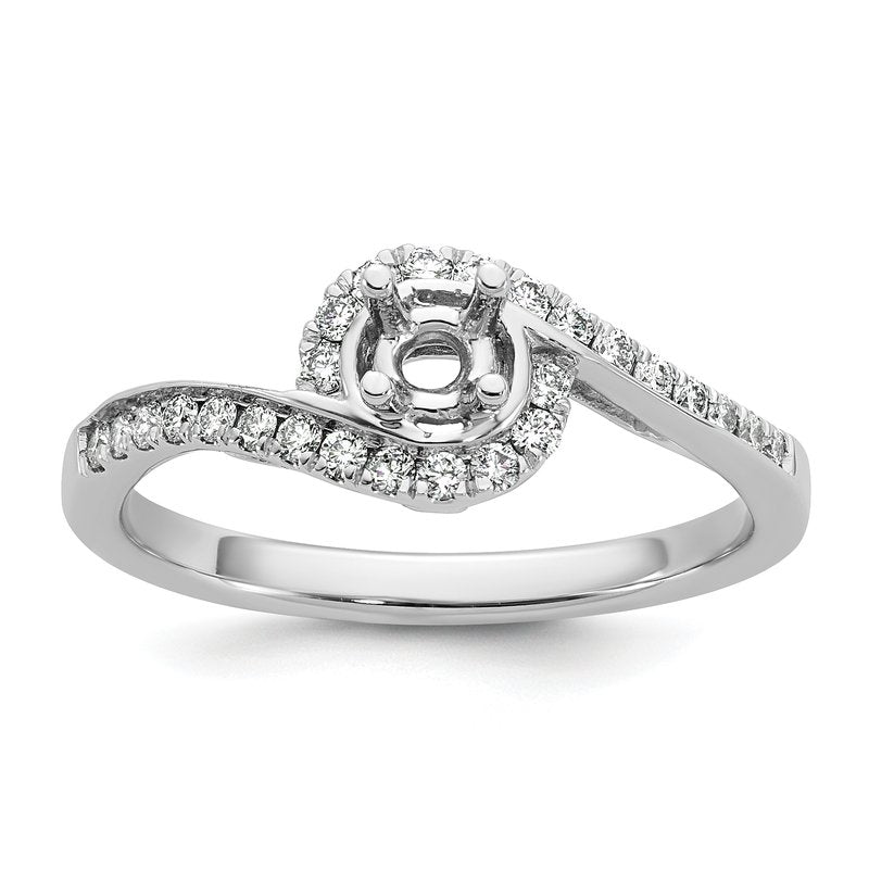 14K White Gold 1/4 carat Lab Grown Diamond VS/SI  D E F  Semi Mount Round By-Pass Engagement Ring