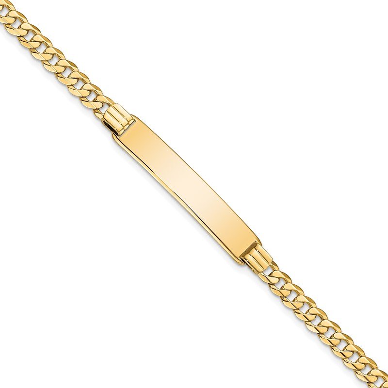 14k Polished Solid Chain/Solid Plate Curb Link 33.5x7mm Plate 7 inch ID Bracelet