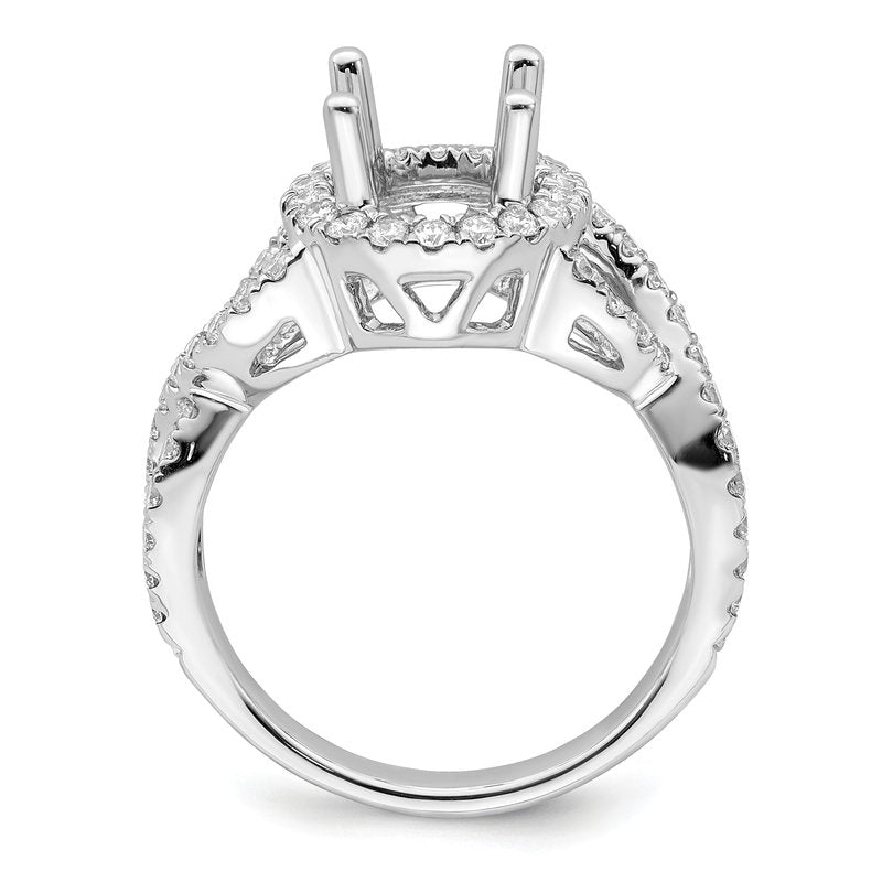 14K White Gold 3/4 carat Lab Grown Diamond VS/SI  D E F  Semi Mount Round Halo Engagement Ring