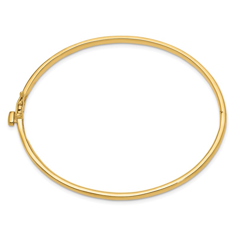 14k 3.6mm Polished Solid Hinged Oval Bangle Bracelet