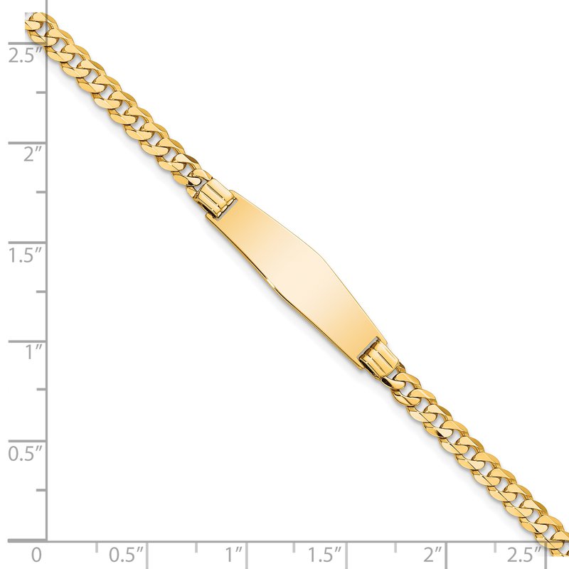 14k Polished Solid Chain/Solid Plate Curb Link Soft Diamond Shape 24.5x7.5mm Plate 7 inch ID Bracelet