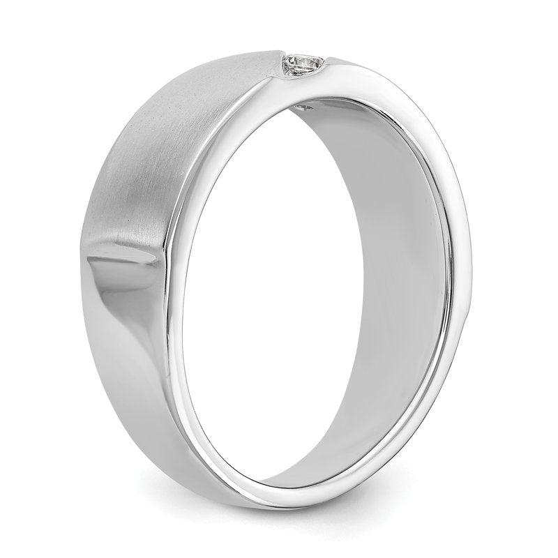 14K White Gold Men's 1/5 carat Lab Grown Diamond VS+ F+ Complete Band