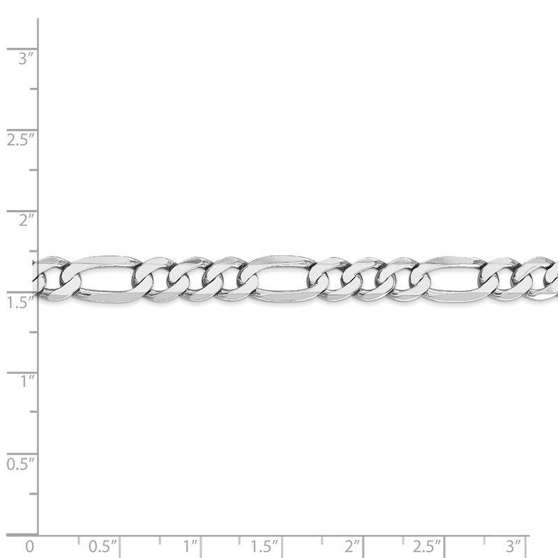 14K White Gold 20 inch 7mm Flat Figaro with Lobster Clasp Chain