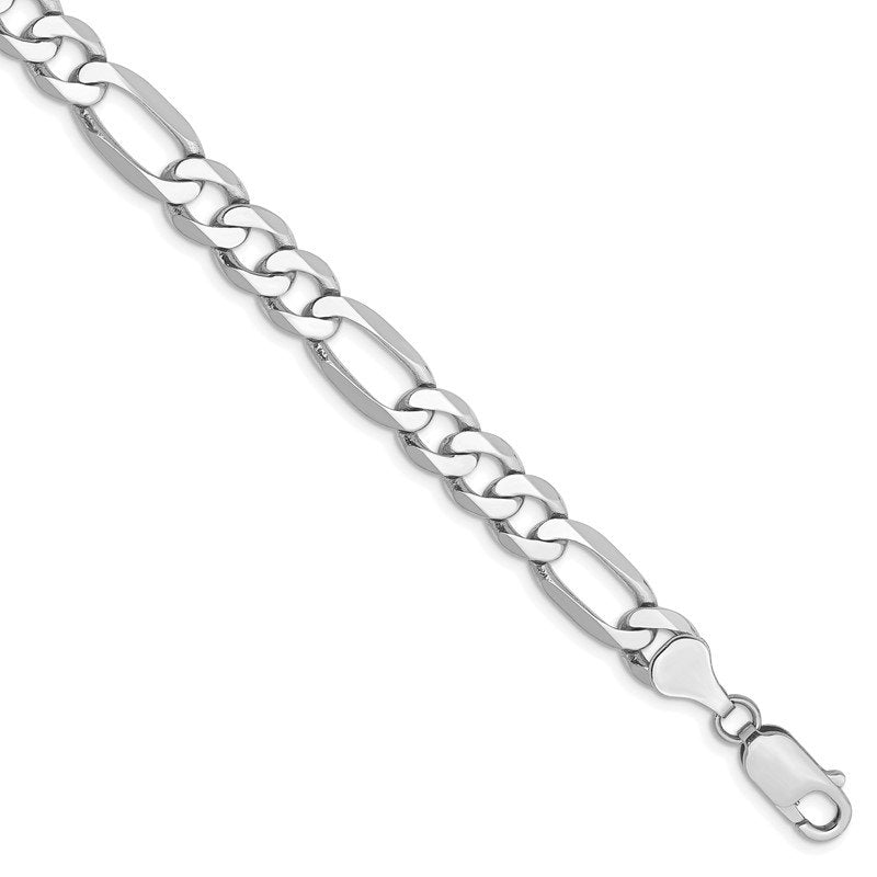 14K White Gold 20 inch 7mm Flat Figaro with Lobster Clasp Chain