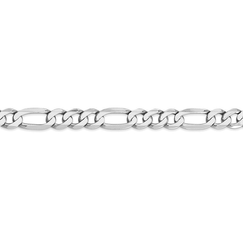 14K White Gold 20 inch 7mm Flat Figaro with Lobster Clasp Chain