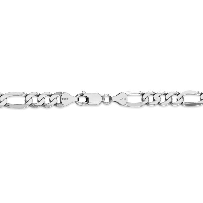 14K White Gold 20 inch 7mm Flat Figaro with Lobster Clasp Chain