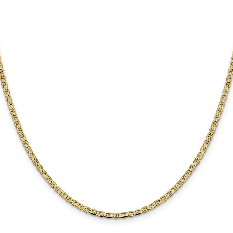 14K 10 inch 2.4mm Concave Anchor with Lobster Clasp Chain