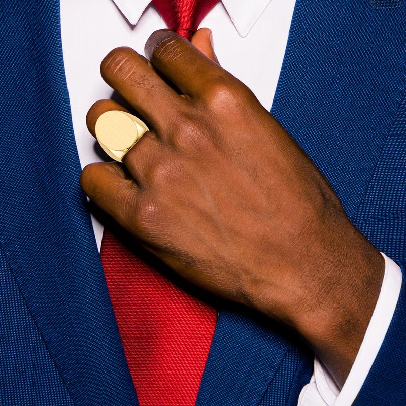 14k 19.0x26.5mm Closed Back Mens Signet Ring