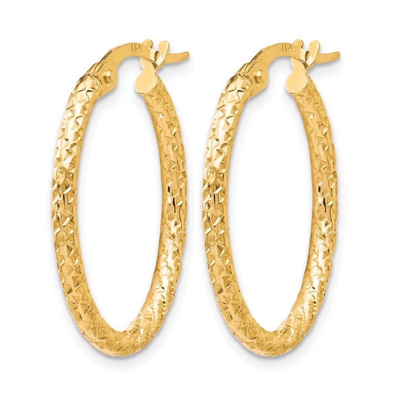 10K Polished D/C Oval Hoop Earrings