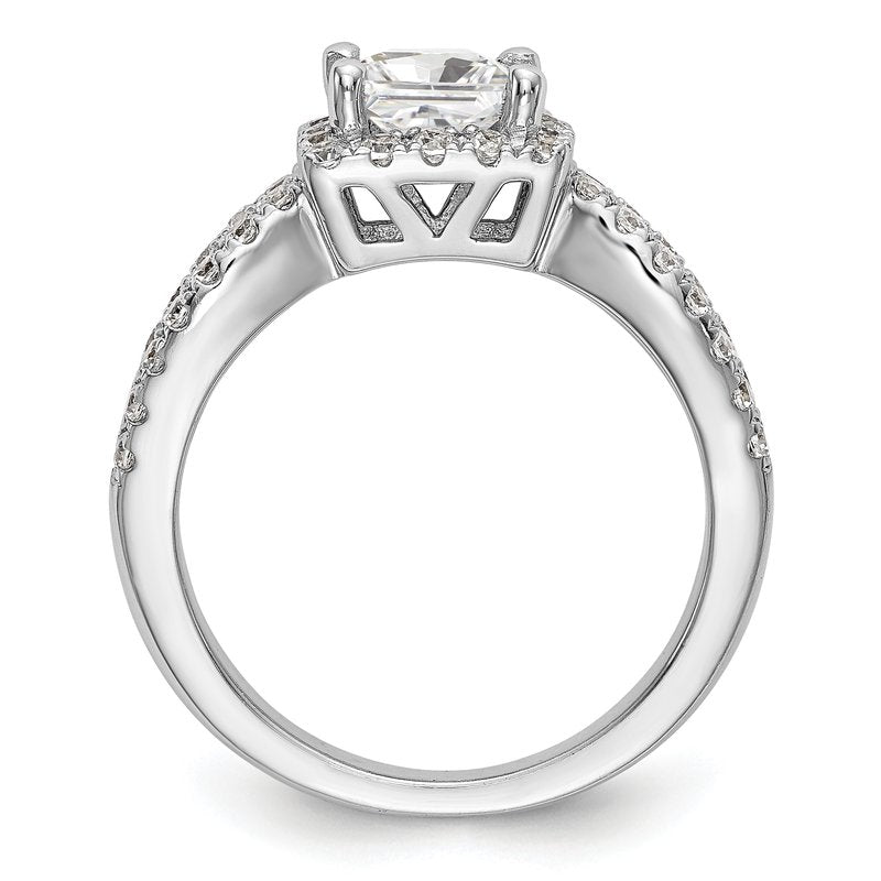 14K White Gold 3/4 carat Lab Grown Diamond VS/SI  D E F  Semi Mount Princess Halo Engagement Ring