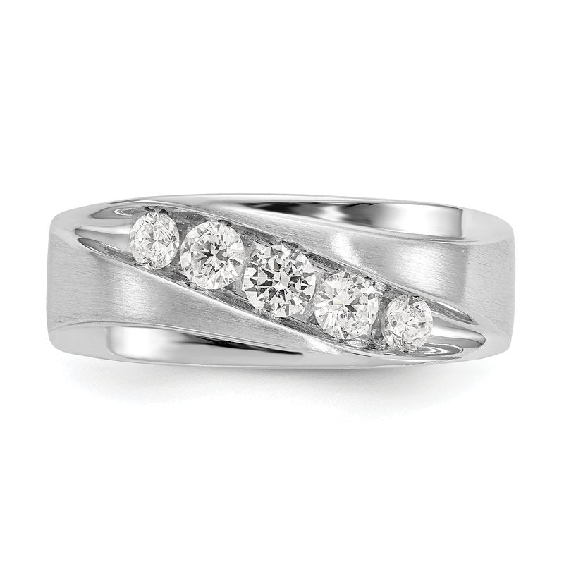 14K White Gold Men's 1/2 carat Lab Grown Diamond VS/SI  D E F  Brushed and Polished Band
