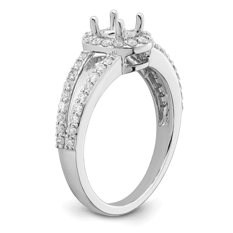 14K White Gold 1/2 carat Lab Grown Diamond VS/SI  D E F  Semi Mount Oval Halo Engagement Ring