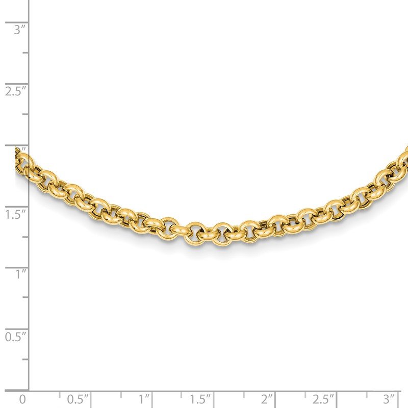 14k Polished Fancy 5mm Rolo Link 18 inch Necklace