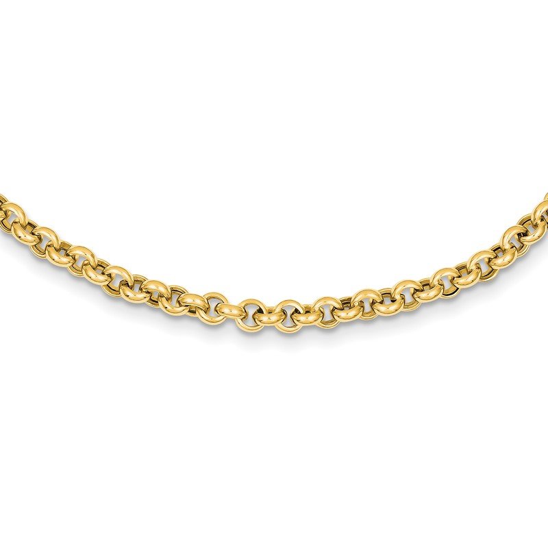 14k Polished Fancy 5mm Rolo Link 18 inch Necklace