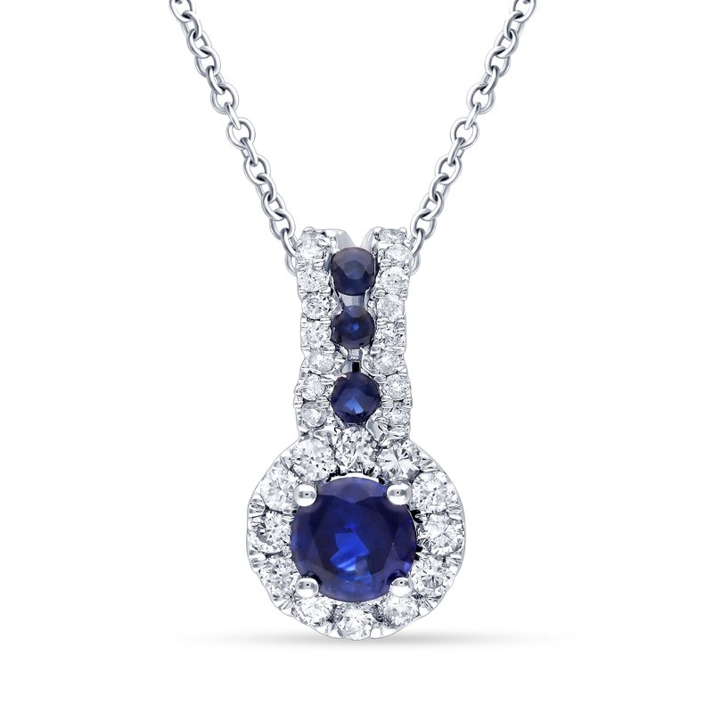14K 0.15Ct Diamond Sapphire Pendant