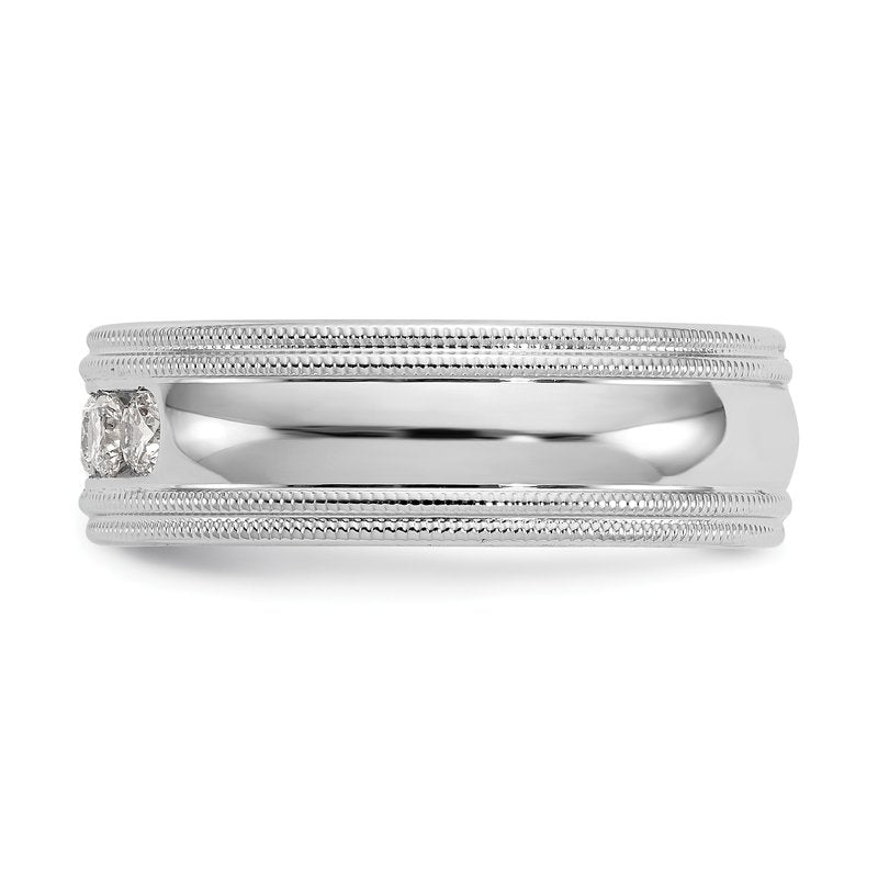 14K White Gold 1/2 carat Lab Grown Diamond VS+ F+ Size 10.5 Complete Double Miligrain Band