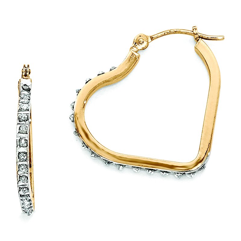 14k Diamond Fascination Heart Hoop Earrings