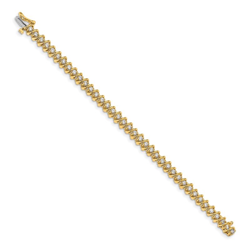 14k Complete 2.25 carat Round AAA Diamond Fancy Spiral 7 inch Tennis Bracelet