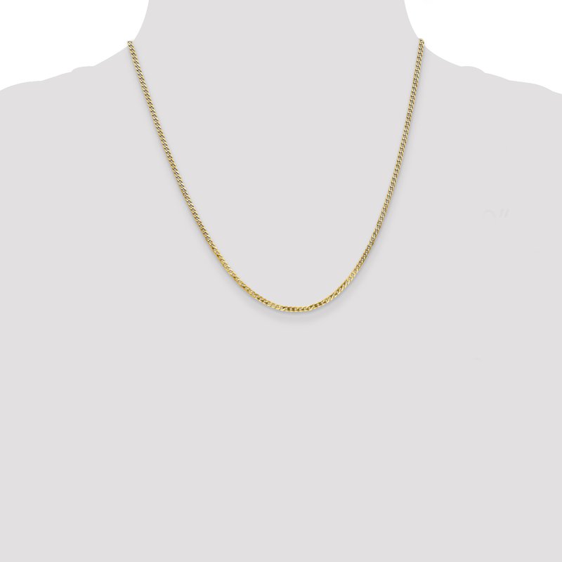 14K 10 inch 2.2mm Flat Beveled Curb with Lobster Clasp Anket