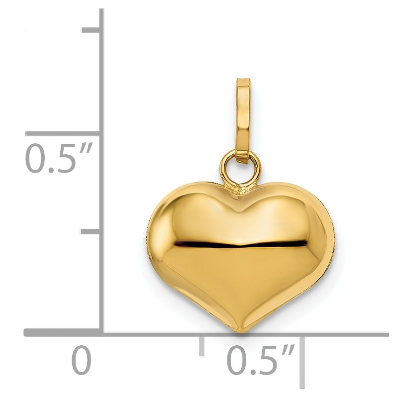 14K Polished 3-D Puffed Heart Pendant