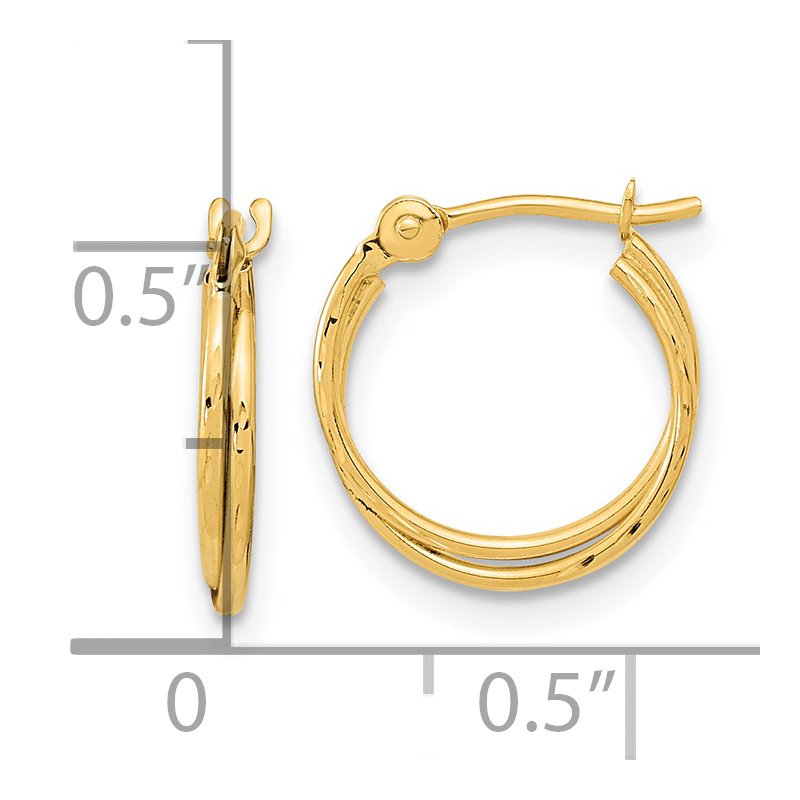 14k Diamond Cut Polished Double Hoops
