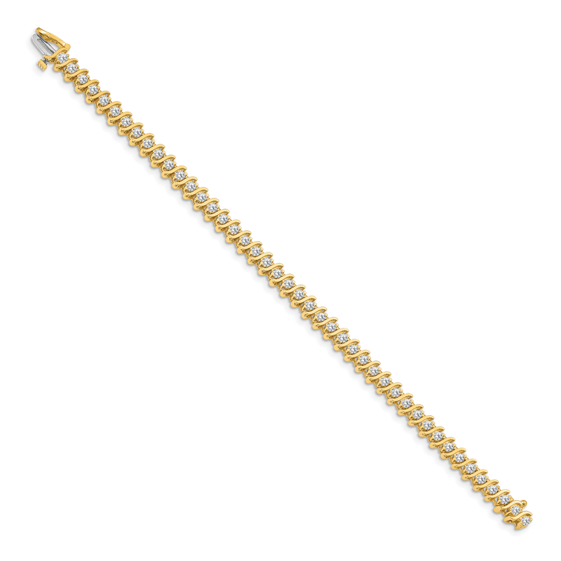 14k Complete 3.08 carat Round VS Diamond 2-prong S-link 7 inch Tennis Bracelet