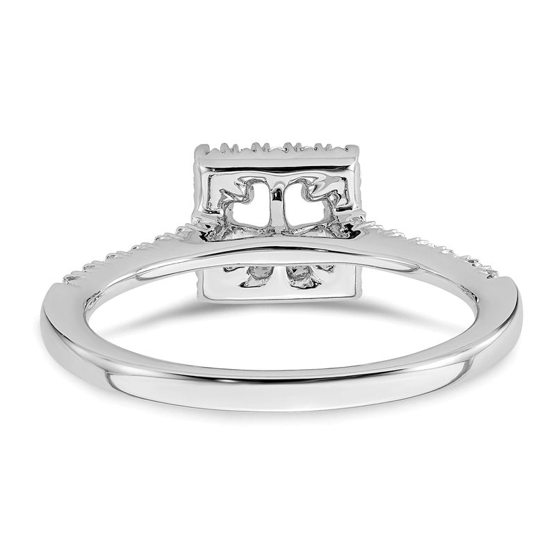14K White Gold 1/3 carat Lab Grown Diamond VS+ F+ Semi-Mount Princess Halo Engagement Ring