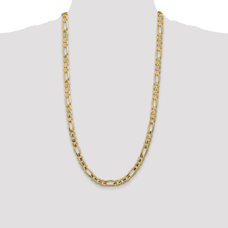 14K 26 inch 7.5mm Concave Open Figaro with Lobster Clasp Chain