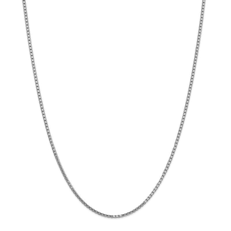 14K White Gold 26 inch 1.9mm Box with Lobster Clasp Chain